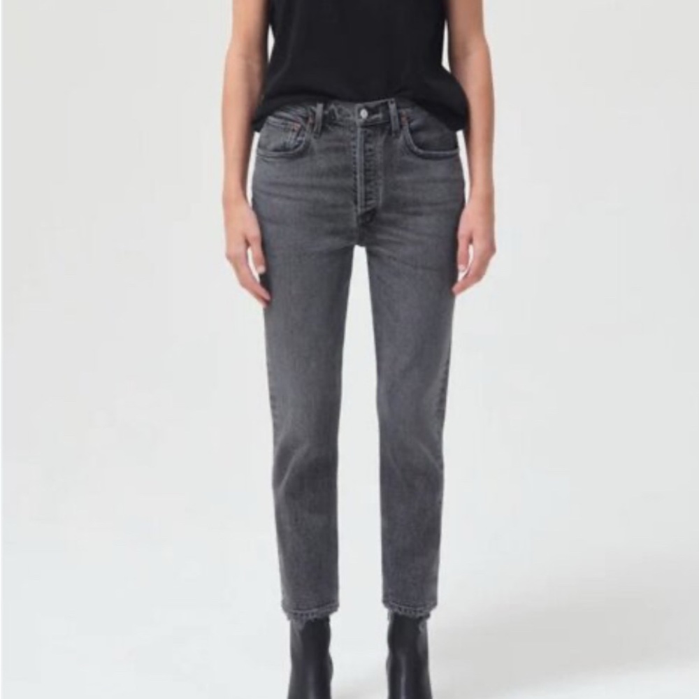 Agolde Riley High Rise Straight Crop jeans Light Washed Black Size 28